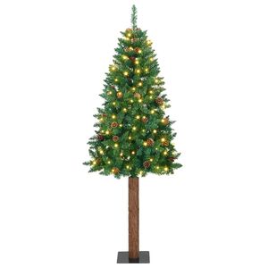 vidaXL Schlanker Weihnachtsbaum mit 300 LEDs mit St&auml;nder Gr&uuml;n 210 cm