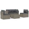 vidaXL 5-tlg. Garten-Lounge-Set mit Kissen Grau Poly Rattan