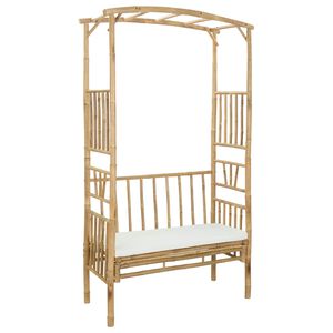 vidaXL Gartenbogen mit Sitzbank Cremewei&szlig; 115 x 50 x 205 cm Bambus