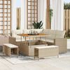 vidaXL Gartensofa-set mit Kissen 9 pcs Beige und Creme Poly-Rattan