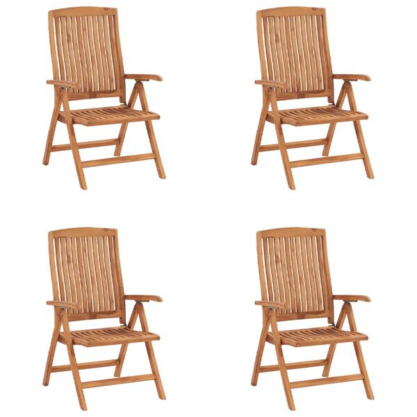 vidaXL Verstellbare Gartenst&uuml;hle mit Auflagen 4 Stk. Massivholz Teak