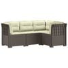vidaXL 4-Sitzer Gartensofa mit Kissen Rattan-Look PP Hellgrau
