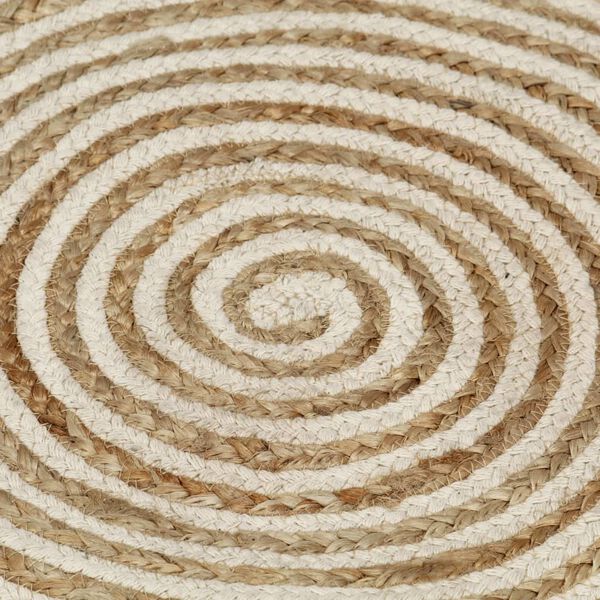 vidaXL Teppich Handgefertigt Jute mit Spiralen-Design Wei&szlig; 90 cm