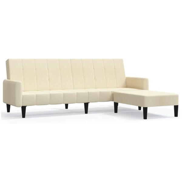 vidaXL Schlafsofa 2-Sitzer mit Hocker Creme Samt