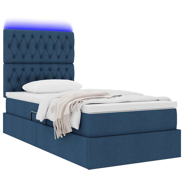 vidaXL Bett mit Stauraum und LED mit LED Blau 100 x 200 cm Polyester