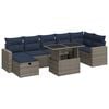 vidaXL 8-tlg. Garten-Sofagarnitur mit Kissen Grau Poly Rattan Akazie