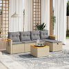 vidaXL 6-tlg. Garten-Sofagarnitur mit Kissen Beige Poly Rattan