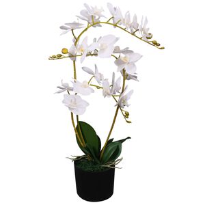 vidaXL K&uuml;nstliche Orchidee mit Topf 65 cm Wei&szlig;