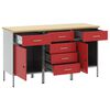 vidaXL Werkbank mit Schubladen 3 pcs Rot und Grau 150 x 55 x 85 cm