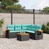 vidaXL 6-tlg. Garten-Sofagarnitur mit Kissen Schwarz Poly Rattan