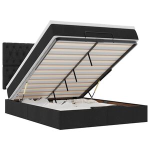 vidaXL Ottoman-Bett mit Matratze Schwarz 140x190 cm Stoff