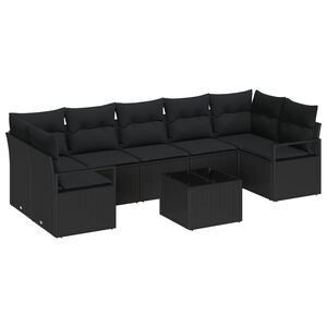 vidaXL Sofa Set 8 Stk. 7-Sitzanzahl Schwarz Poly Rattan