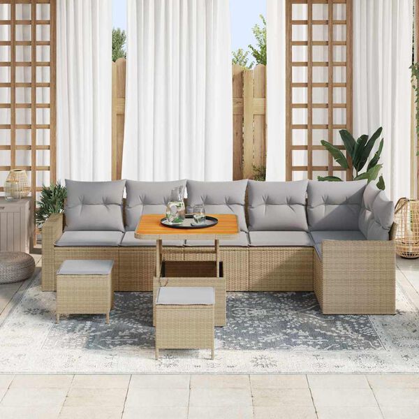 vidaXL Garten-Sofa-Set 9 pcs Beige Poly-Rattan