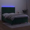 vidaXL Boxspringbett mit Matratze & LED Dunkelgr&uuml;n 140x190 cm Samt