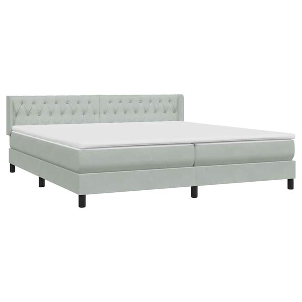 vidaXL Boxspringbett mit Matratze Hellgrau 180x220 cm Samt
