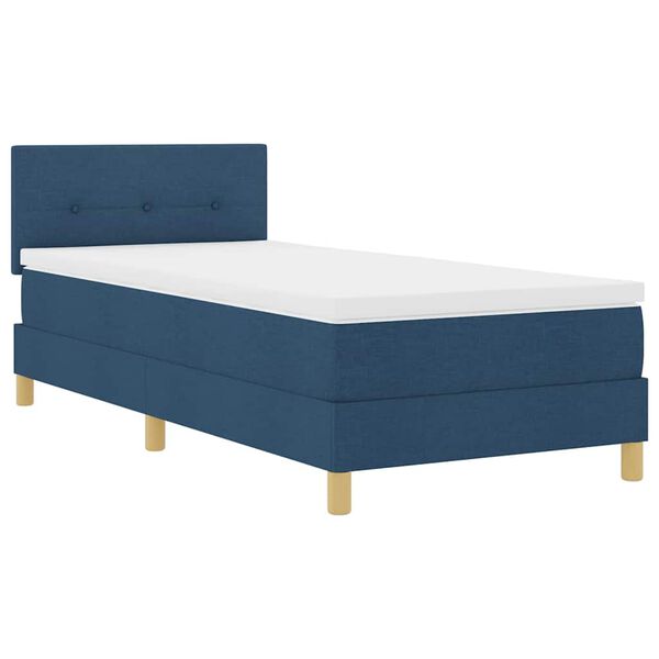 vidaXL Boxspringbett mit Kissen mit Kopfteil Blau 80 x 200 cm Stoff