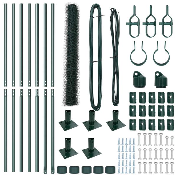 vidaXL Zaunpfosten Gr&uuml;n 10 x 1,2 m (50 mm Maschen) Stahl und PVC