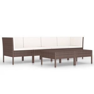vidaXL 6-tlg. Garten-Lounge-Set mit Auflagen Poly Rattan Braun
