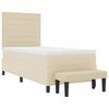 vidaXL Boxspringbett mit Matratze Creme 100 x 200 cm Stoff