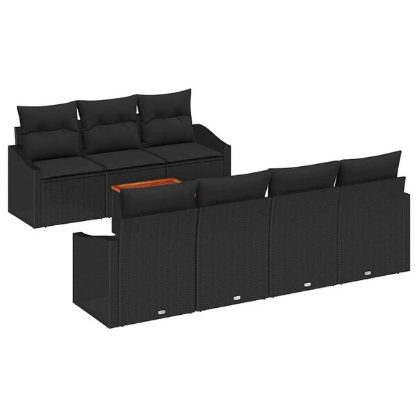 vidaXL Gartensofa-set mit Kissen 8 pcs Schwarz Poly-Rattan