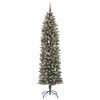 vidaXL K&uuml;nstlicher schlanker Weihnachtsbaum Gr&uuml;n und Wei&szlig; 210 cm