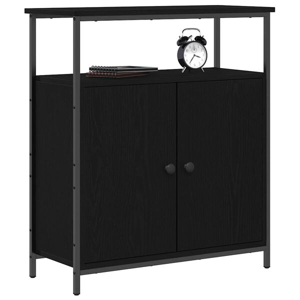 vidaXL Sideboard Schwarz Eichen-Optik 70 x 30 x 80 cm Holzwerkstoff
