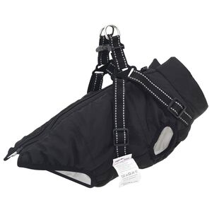 vidaXL Hundemantel mit Geschirr Schwarz S Fleece und Polyester