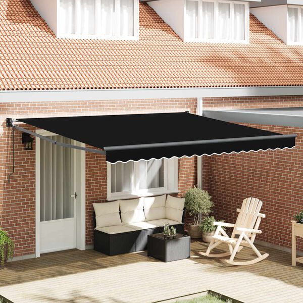 vidaXL Einziehbare Markise Schwarz 400 &times; 300 cm Polyester und Metall