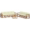 vidaXL Outdoor-Sofagarnitur 9 pcs Natur und Creme Massivholz Akazie