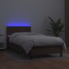 vidaXL Boxspringbett mit Matratze & LED Braun 90x200 cm Kunstleder