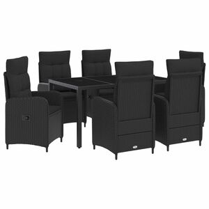 vidaXL Outdoortisch-Set 7 stk. Schwarz Poly-Rattan