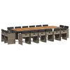 vidaXL 17-tlg. Garten-Essgruppe mit Kissen Grau Poly Rattan
