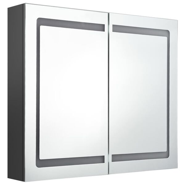 vidaXL LED-Spiegelschrank fürs Bad Grau 80x12x68 cm