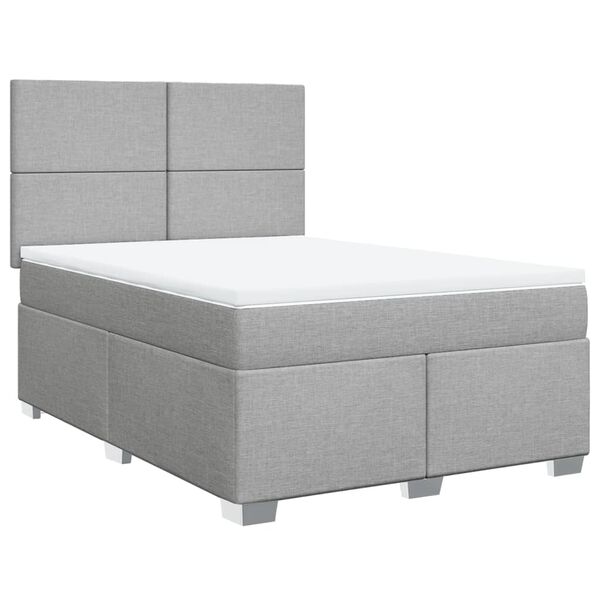 vidaXL Boxspringbett mit Matratze Hellgrau 140x190 cm Stoff