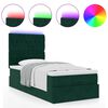 vidaXL Ottoman-Bett mit Matratzen & LEDs Dunkelgr&uuml;n 90x200 cm Samt