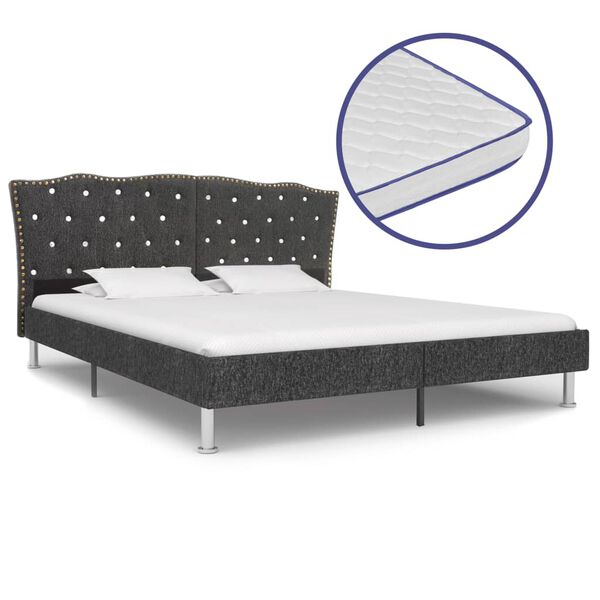 vidaXL Bett mit Memory-Schaum-Matratze Dunkelgrau Stoff 160&times;200 cm