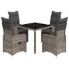 vidaXL 5-tlg. Garten-Bistro-Set mit Kissen Grau Poly Rattan