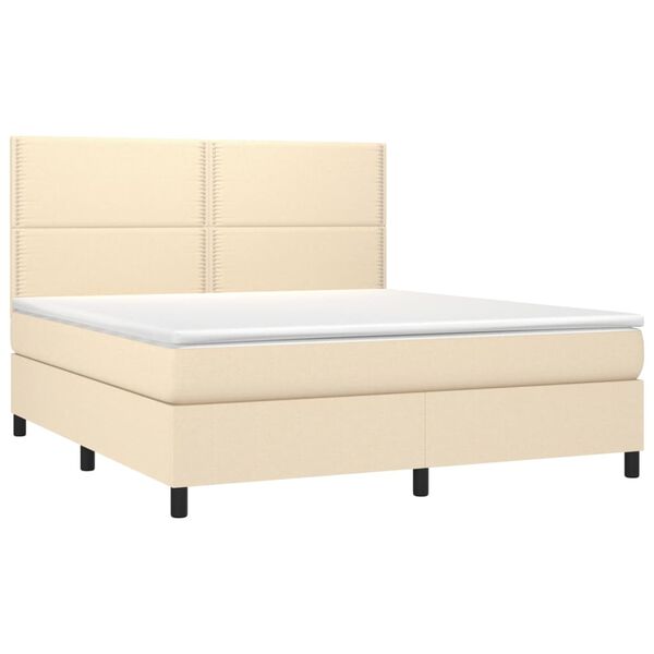 vidaXL Boxspringbett mit Matratze & LED Creme 180x200 cm Stoff