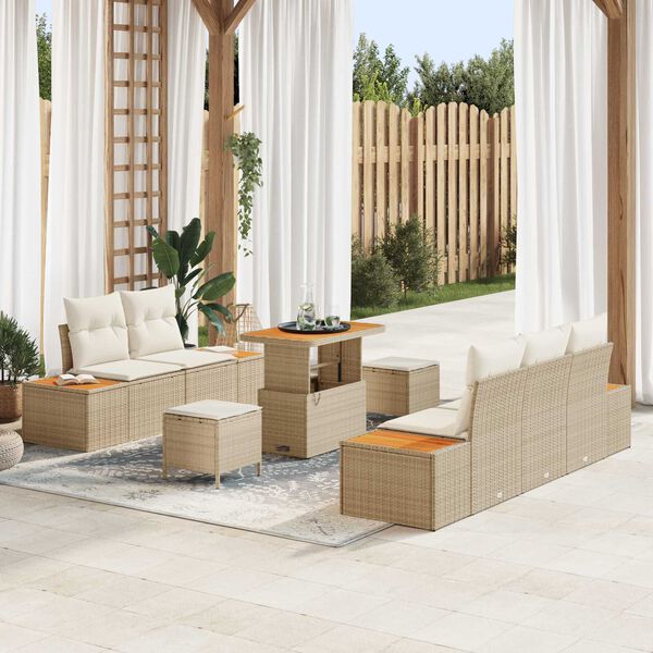 vidaXL Gartensofa-set 8 pcs Beige Poly-Rattan