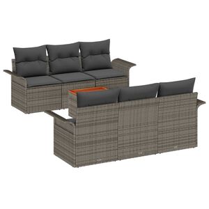 vidaXL Gartensofa-set mit Kissen 7 pcs Grau Poly-Rattan