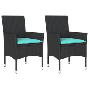 vidaXL Gartenst&uuml;hle mit Kissen 2 Stk. Schwarz Poly Rattan