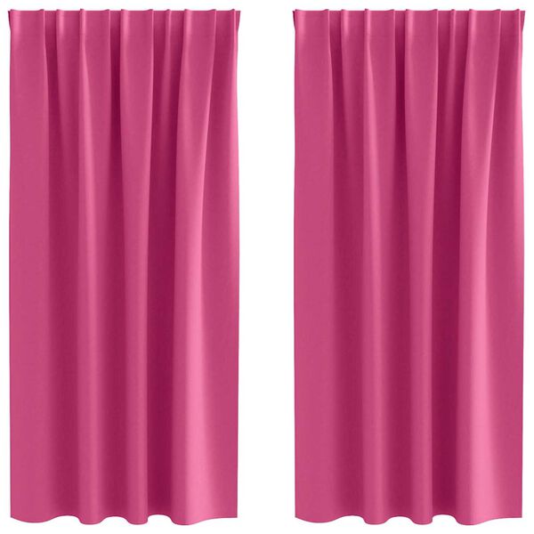 vidaXL Verdunkelungs-Vorh&auml;nge mit Ringen 2 pcs Helles Pink