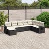 vidaXL 8-tlg. Garten-Sofagarnitur mit Kissen Schwarz Poly Rattan