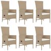 vidaXL 7-tlg. Garten-Essgruppe mit Kissen Beige Poly Rattan