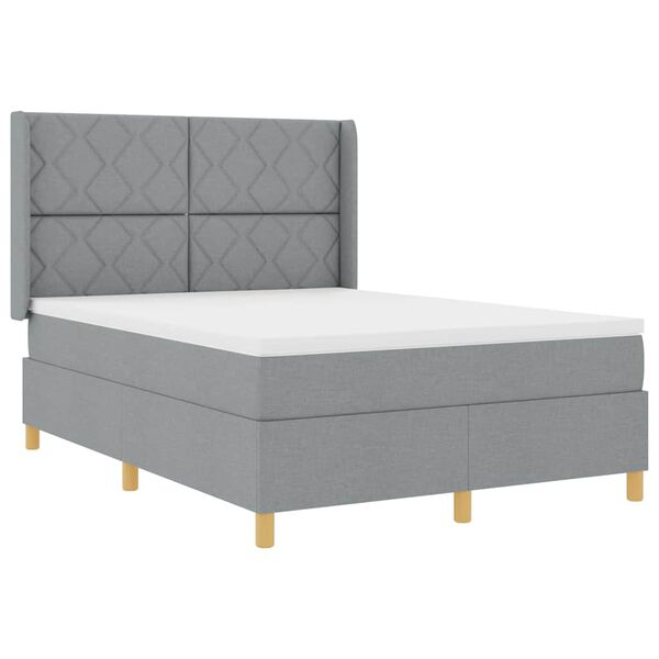 vidaXL Boxspringbett mit Matratze Hellgrau 160 x 200 cm Stoff