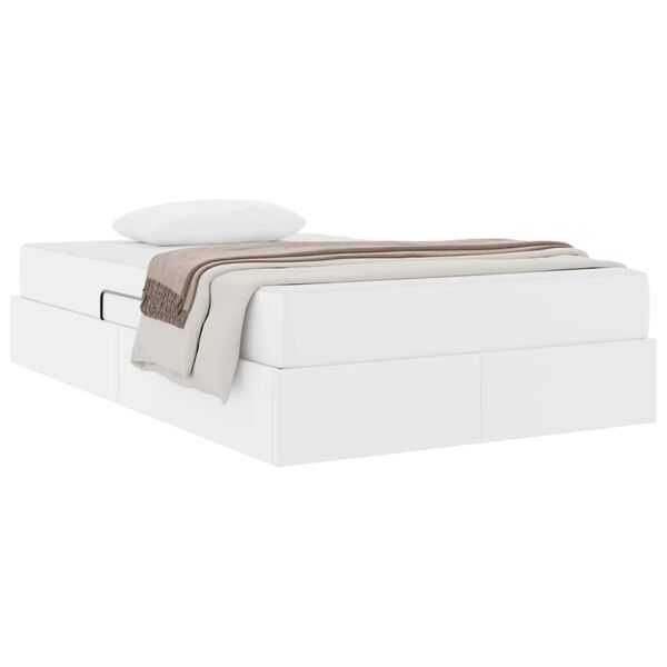 vidaXL Aufbewahrungsbett mit Matratze mit Matratze 2 pcs Wei&szlig; Leder