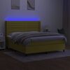 vidaXL Boxspringbett mit Matratze & LED Gr&uuml;n 180x200 cm Stoff