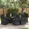 vidaXL Garten Essgruppe mit Kissen 7 pcs Schwarz Poly-Rattan