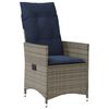 vidaXL Gartensessel Verstellbar mit Kissen Grau Poly Rattan