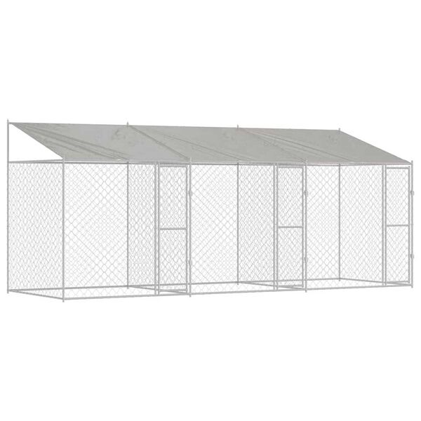 vidaXL Hundekäfig Silber 600 x 200 x 256 cm Verzinkter Stahl